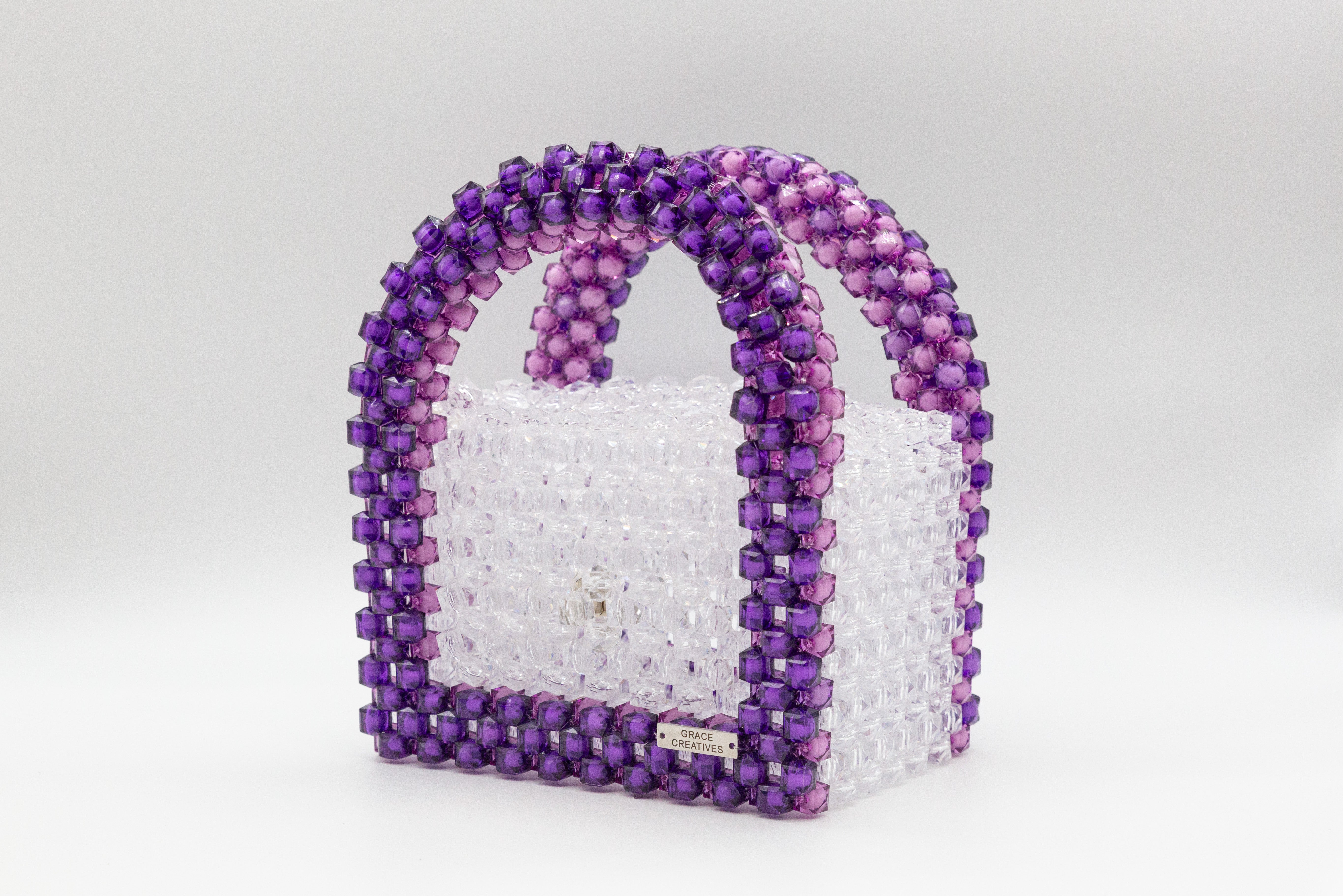 GC Box Double Handle Bag- Purple and White