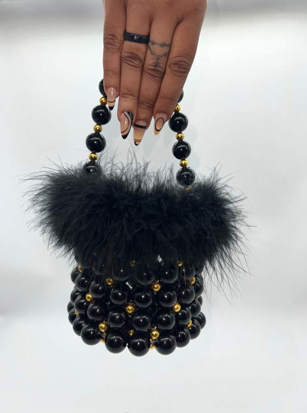 GC Bucket Bag with Feather - Black