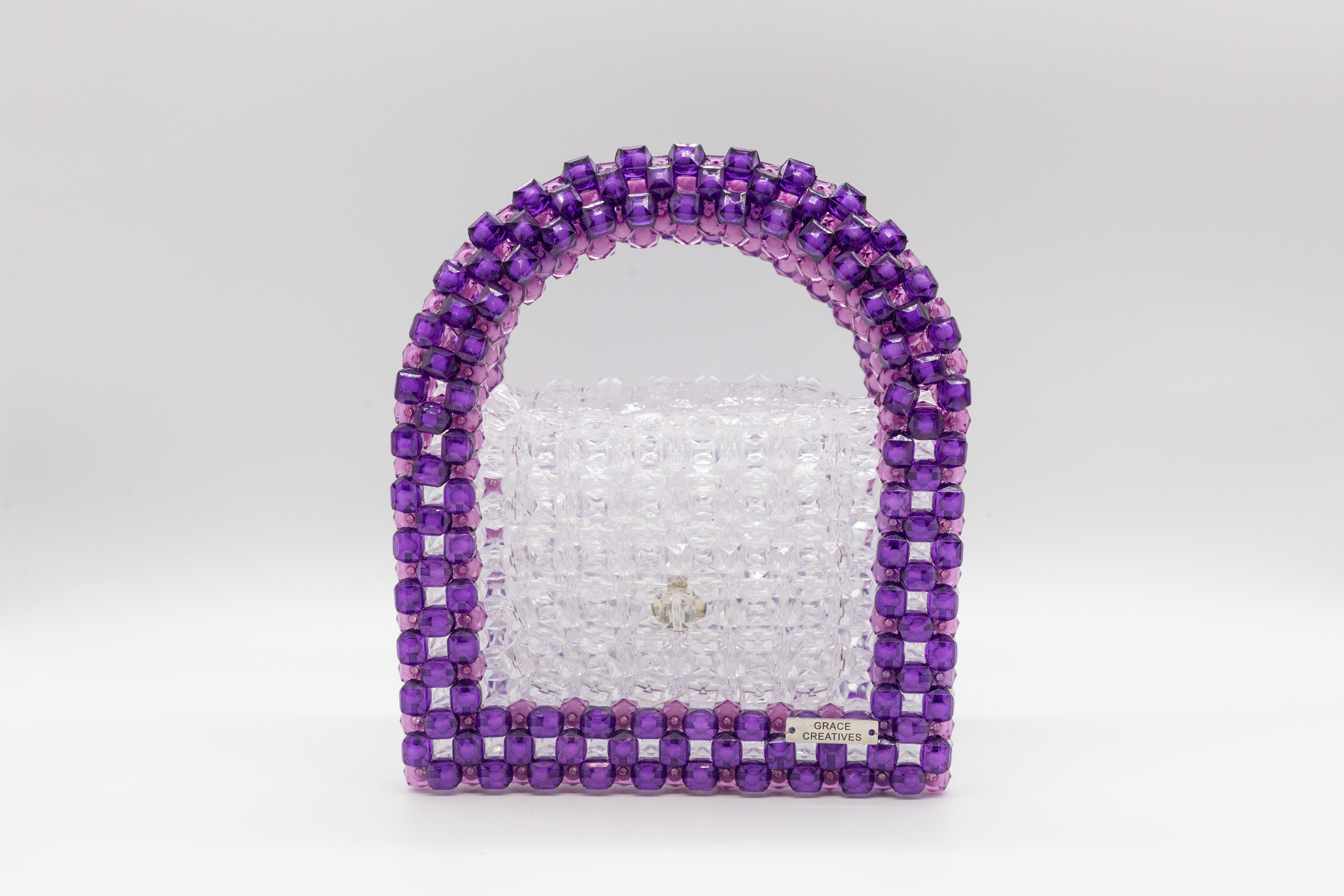 GC Box Double Handle Bag- Purple and White