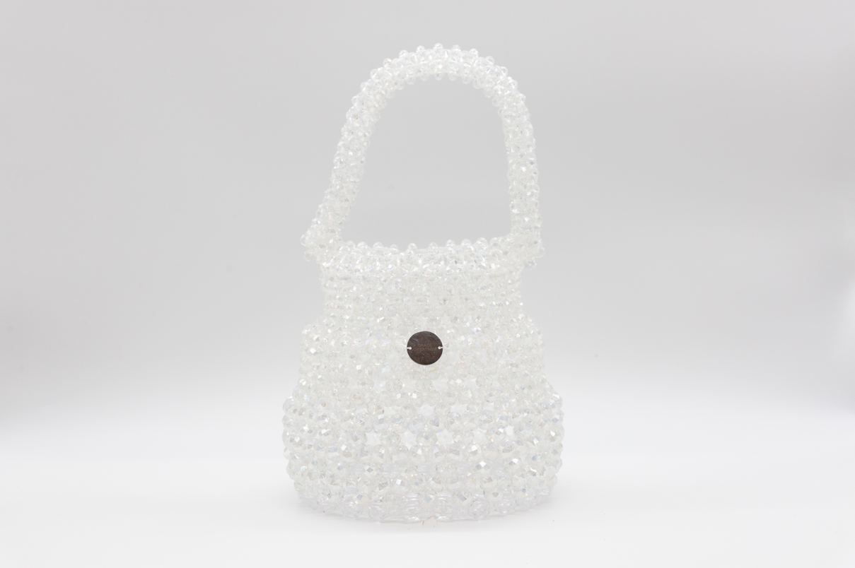 Buy Crystal Beaded Bag , Handmade Mini Bead Clear Handbag, Transparent  Clutch, White Evening Bag Online in India - Etsy